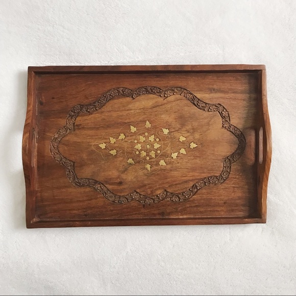 Indian Carved Wooden Tray - Picture 3 of 8